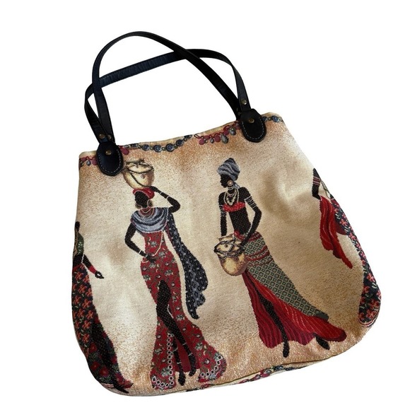 Unbranded Handbags - African Tapestry Woven Tote Purse Bag Button Closure Women